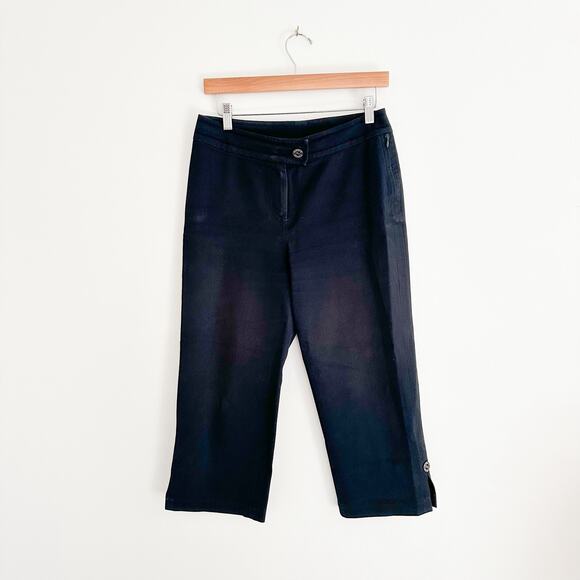 St. John Sport Flat Front Cropped Pants Black 4 - Picture 1 of 10